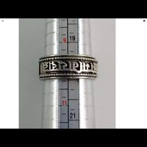 Sterling Spinner Ring W/foreign Script 10.25 size